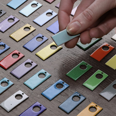 Enamel swatches - made to test different colour options in our Glasgow studio